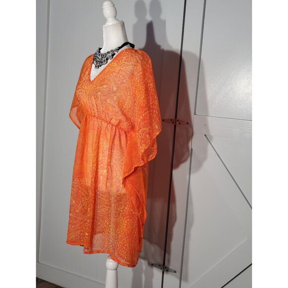 AZUR COVER-UP COLOR ORANGE SHORT SLEEVE POLYESTER ONE FITS ALL(XL) - Picture 4 of 6
